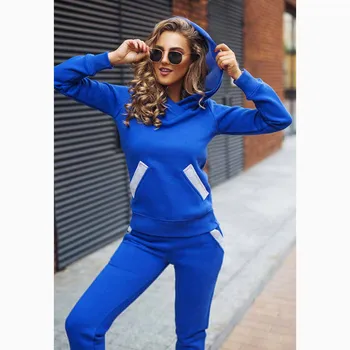 

2 Pieces Set Hoodies Sweatshirt Set Women Ladies Tracksuit Set Hooded Long Sleeve Female Pants Suit