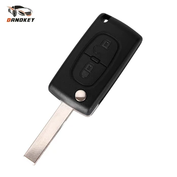 

Dandkey 2 Buttons Flip Key Case Blank Shell For Peugeot 107 207 307 307S 308 407 607 2BT DKT0269 With Groove CE0536 key shell