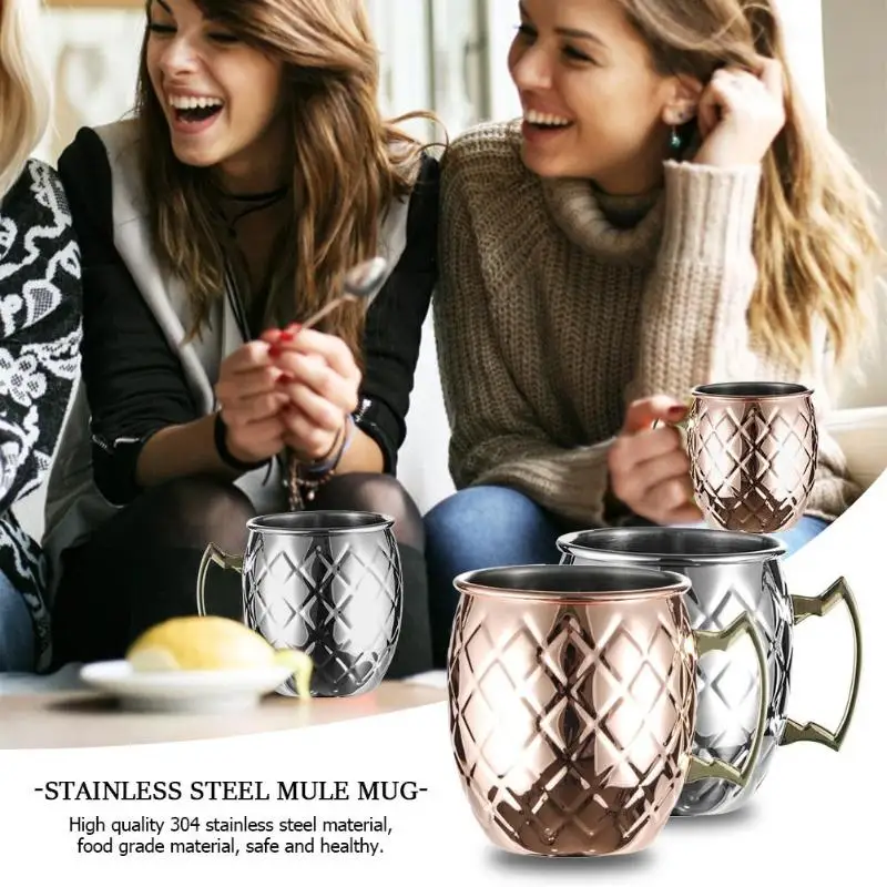 

550ml Perfect Smooth Moscow Mule Mug Drum- Copper Plated Beer Cup Coffee Cup Stainless Steel-Copper Plated Cups