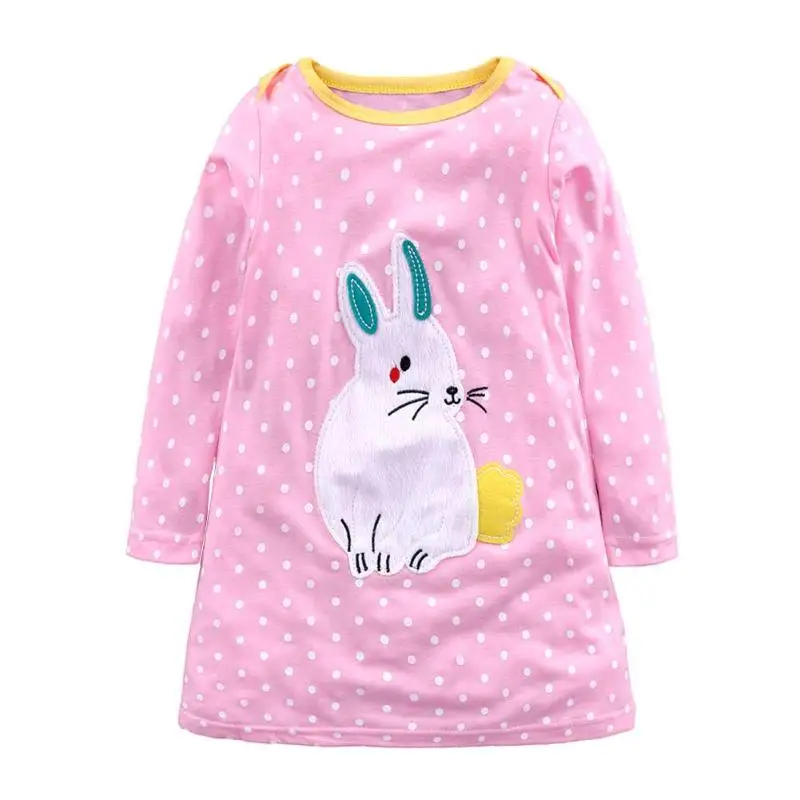 

Dress For Girls Warm Polka Dots Cute Rabbit Patch Toddler Kids Dress Girls Fashion Clothing Christmas Costume For Girls 1-6 Y