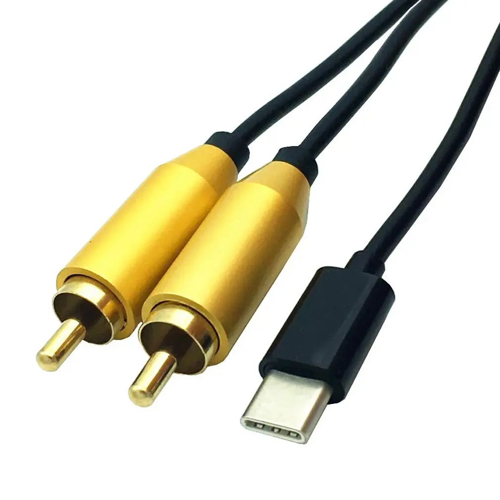 HOT USB Тип C штекер на двойной RCA Мужской стерео аудио Y сплиттер адаптер