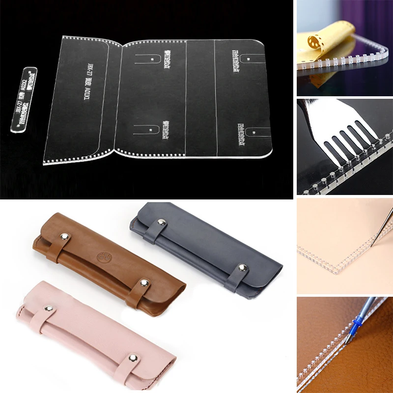 

Retro Leather Craft Acrylic Student Pen Bag Pattern Stencil Template Tool Set