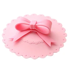 10,5 см Милая Анти-пыль силиконовая стеклянная крышка для чашки кофейная кружка всасывающая уплотнительная крышка Силиконовая Милая чашка с крышечкой-бантиком розовая Крышка