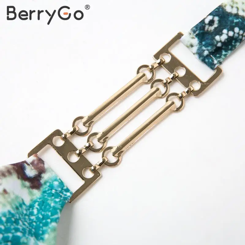Женский купальник со змеиным принтом BerryGo пляжный купальный костюм шнуровкой и