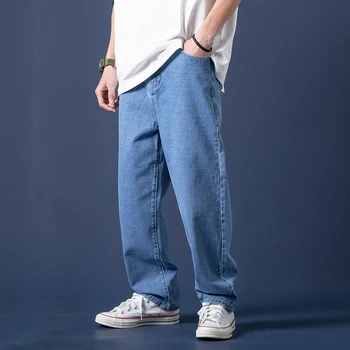 

Spring New Jeans Men Fashion Washed Casual Straight Denim Pants Man Streetwear Hip Hop Loose Cowboy Trousers Male Clothes