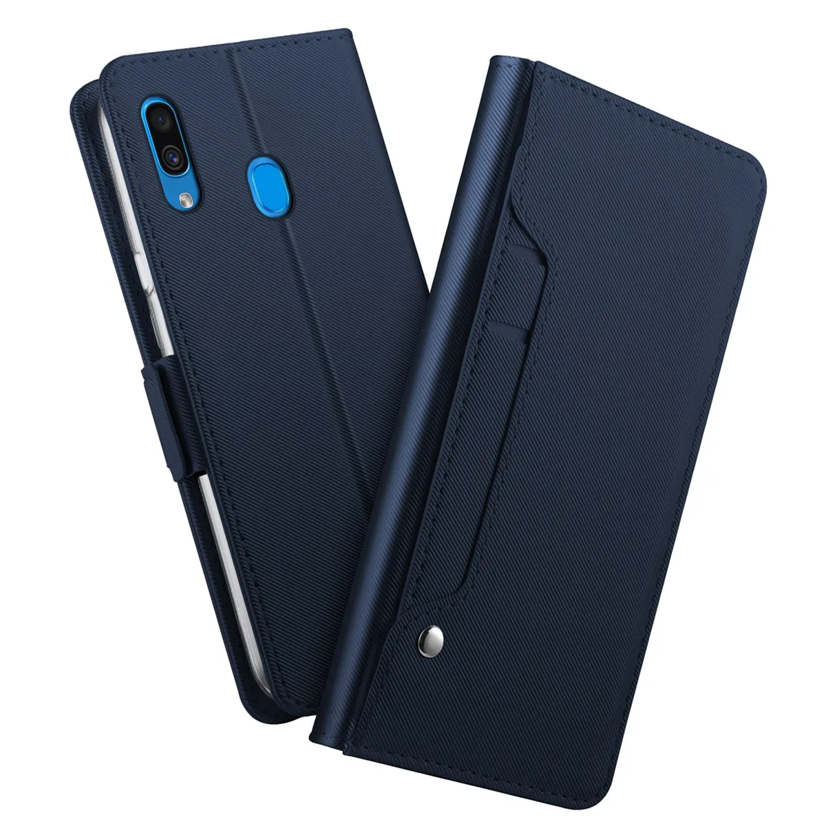 

Leather Case for Samsung Galaxy A20 PU Leather Wallet Case Flip Kickstand Cover with Mirror and Card Slots Function Fundas