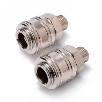 

2pcs Female Compressor Connector 1/4 BSP Male Coupling Fitting High Quality Air Line Hose Quick Connector
