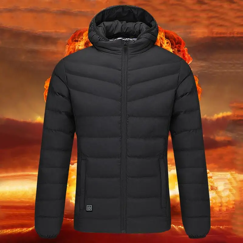 

Hot Winter Men's Winter Electric Heating Vest Warm Coat For Snow Biker Outdooor Heated Down Jacket Kit With USB Power Bank