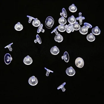 

50-200PCS/Lot Rubber Back Silicone Round Ear Plugging White DIY Handmade Finding Skid Resistance Ear Nuts Earring Finding Women