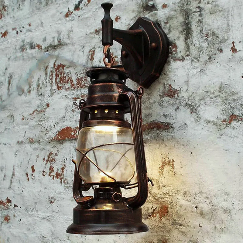 Retro Kerosene Lamp Led Wall Lamp with E27 LED Bulb Beside Light