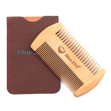 Антистатическая расческа для волос, деревянная щетка для бороды, подарок для путешествий, маленькая необходимая расческа, двусторонний кожаный чехол#1121
