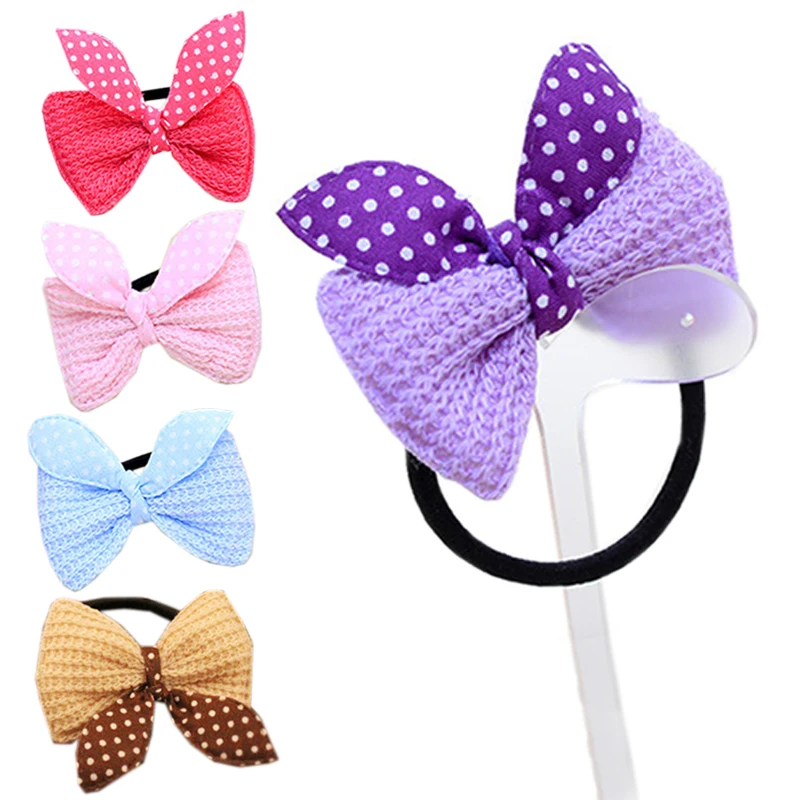 

LNRRABC 1PC/3PCS Lace Print Bow Hairpins Rubber Bands Girls Pearl Hair Accessories Gum Unique Women Woolen Elastic Party Gift