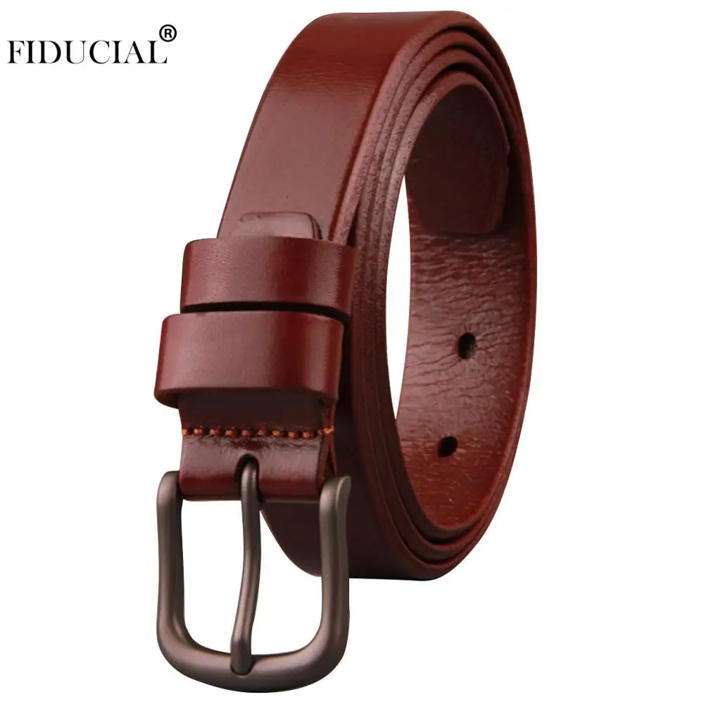 

FIDUCIAL New Designer Women's Belts Solid Cowhide Leather Brand Female Pin Buckles Metal Fancy Vintage for Jeans 2.8cm FCO040