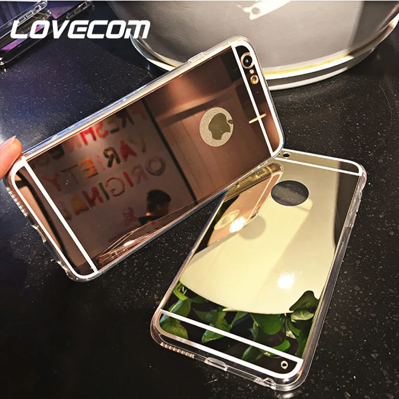 

LOVECOM Clear Mirror Cases for iPhone XS XR XS Max X 5 5S SE 6 6S 7 8 Plus Soft TPU Full Body Glossy Phone Back Cover Coque