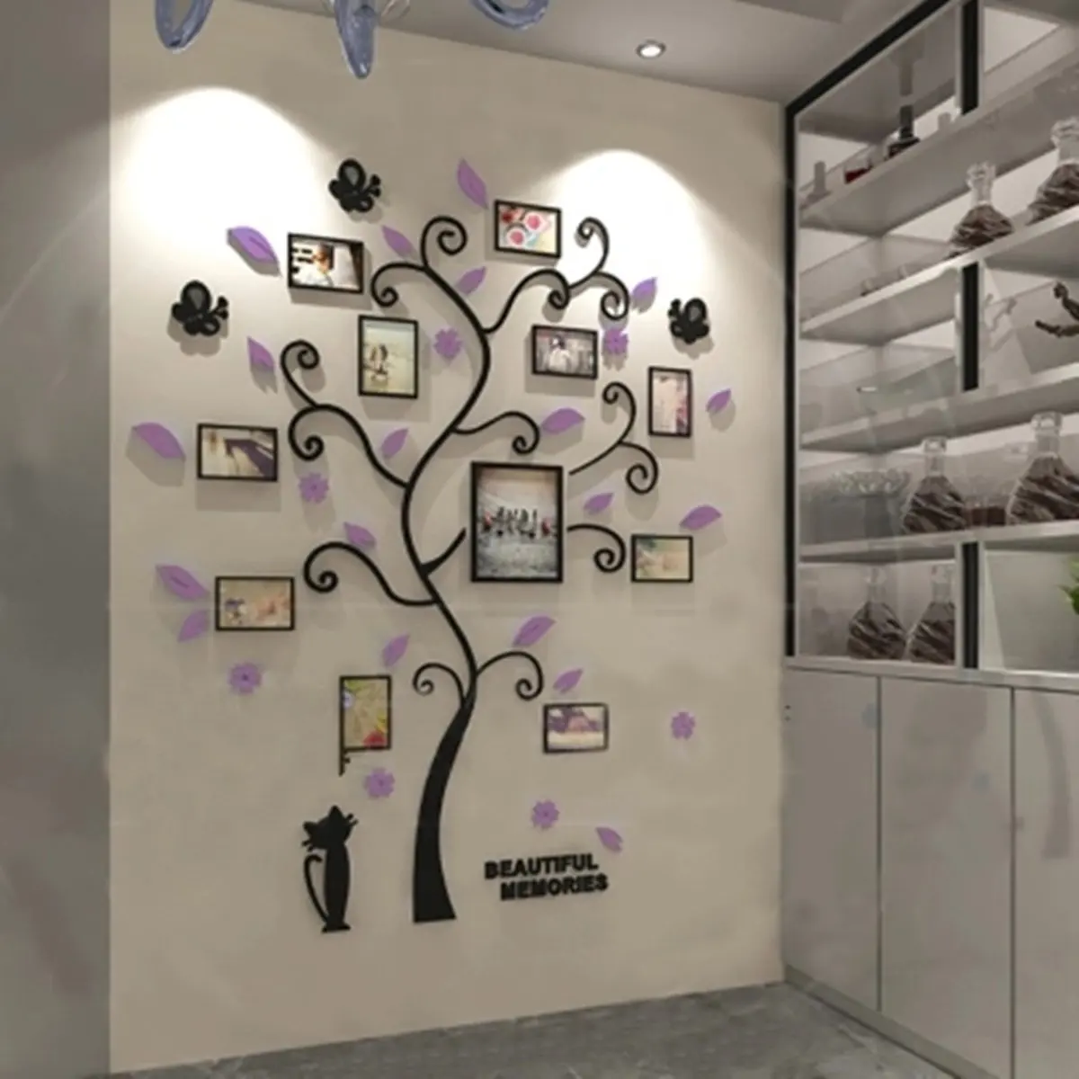 Preise Abnehmbare 3D DIY Arcylic Familie Foto Rahmen Baum Wand Aufkleber Wand Aufkleber Home Decor Zimmer Kunst Bild Rahmen Wand Abziehbilder poster