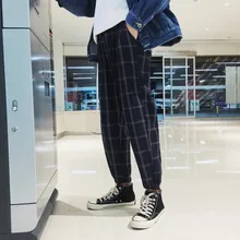 Новинка года; сезон осень-зима; повседневные брюки в Корейском стиле в клетку и стиле пэчворк; свободные брюки полной длины для студентов