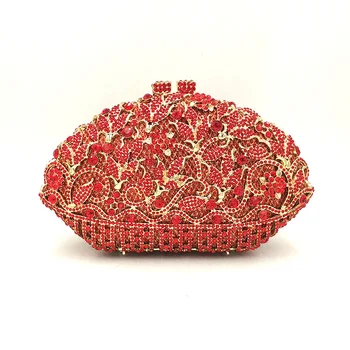 

Luxury women evening party clutch bag bridal wedding diamonds bag rhinestone accessories elegant flower basket crystal bag purse