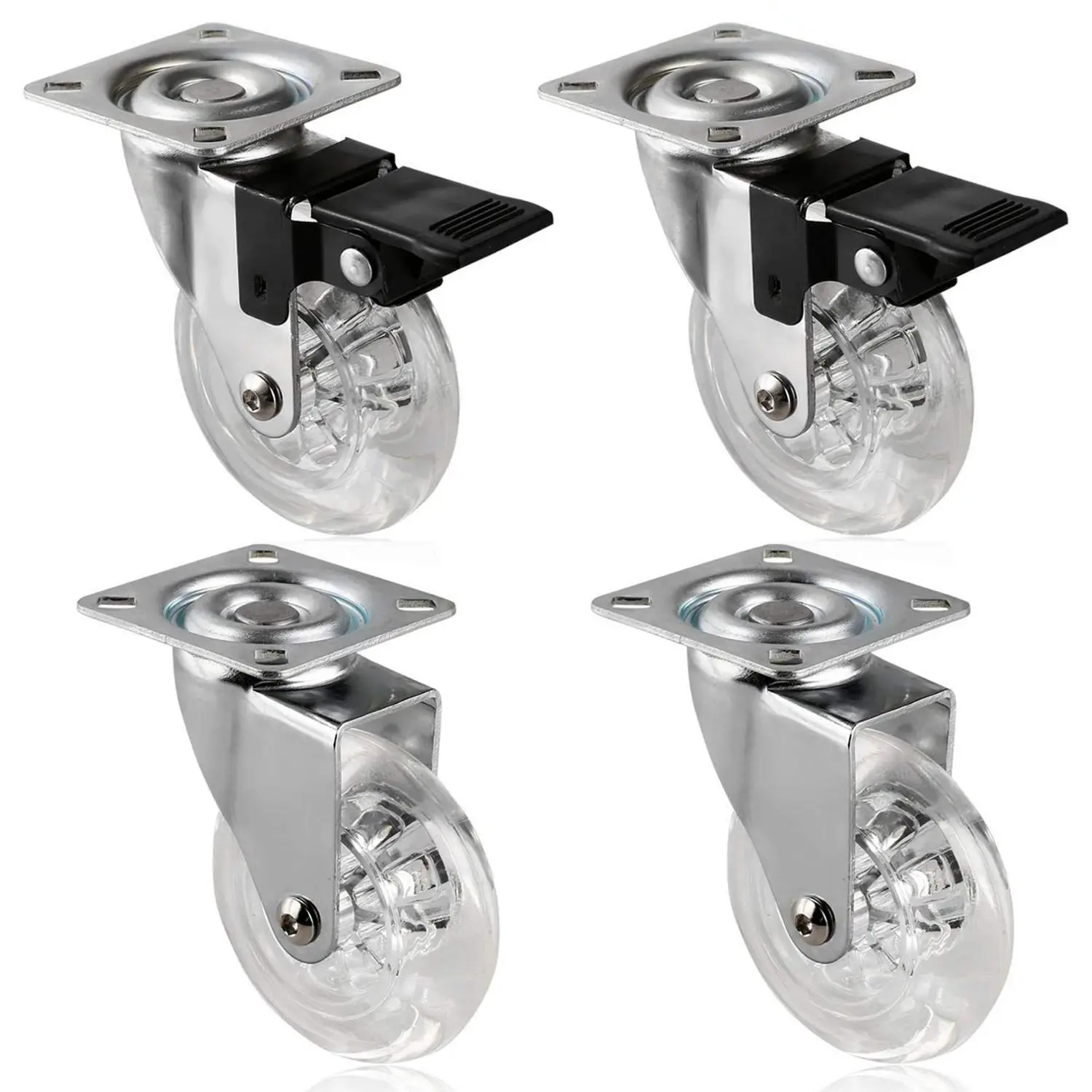 

BMBY-4 x Heavy Duty 75mm Swivel Castor Wheels Trolley Furniture Caster with Brakes - Load Capacity 100kg Per Wheel (Set of 2 x