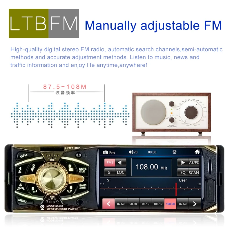 LTBFM Авто Радио 1 Дин 4011B автомобильная стереосистема Bluetooth аудио рекордер USB SD AUX Вход радио авто mp3 плеер с Камера