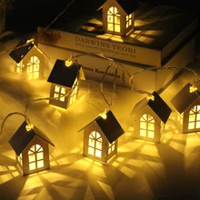 2 м 10 шт. Led Usb/батарея мощность новогодняя елка с домиками стиль Сказочный свет Светодиодная гирлянда Свадебная натальная гирлянда Новогодний Декор для дома