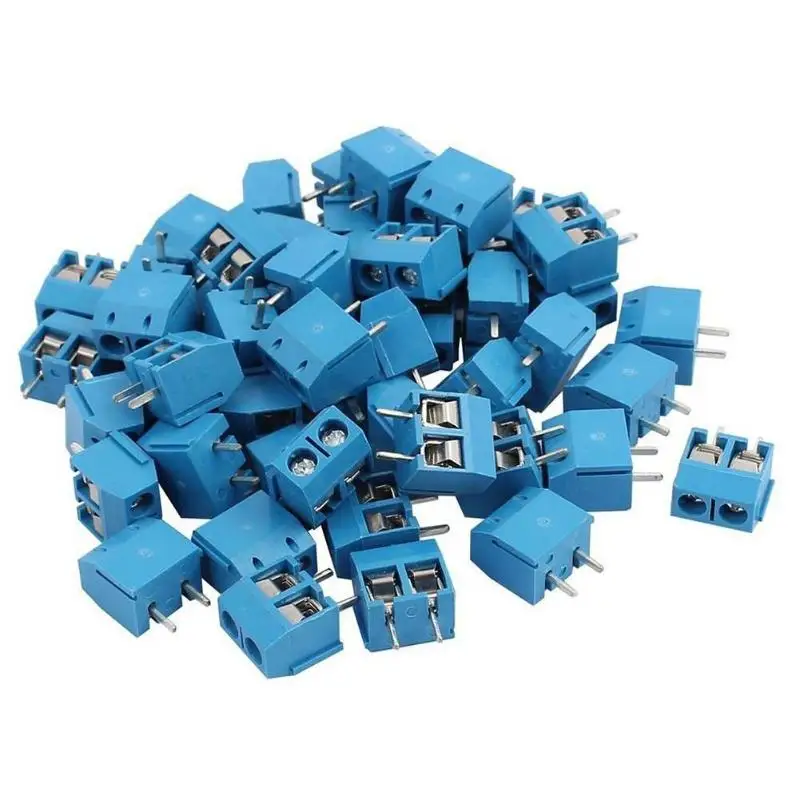 

100pcs/set Metal Terminal Block Connector 5mm Pitch 2 Pin Screw Blue PCB Terminal Block Connector