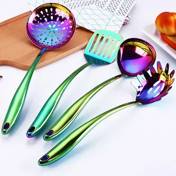 

Colorful Kitchen Tool Rainbow Cooking Tool set Kitchen Utensils Restaurant Cookware Kitchenware set Soup Ladle Colander Spoon