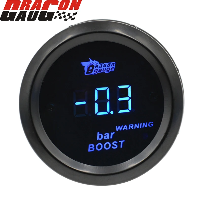 

Dragon gauge 2 inch (52mm) Digital Auto Turbo Boost Gauge Meter with Sensor for Auto Car 52mm LCD-1~2 Bar Warning Red Light