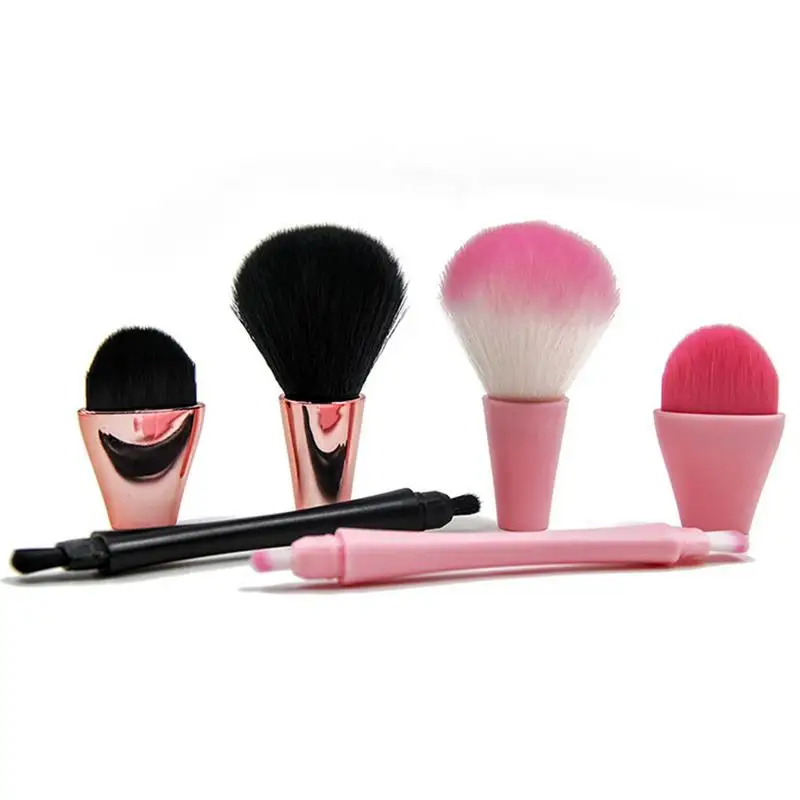 

4 In 1 Makeup Brush Set With 4 Bristle Head Portable Multifunctional Foundation Eye Makeup Lipstick Cosmetic Brush Tool