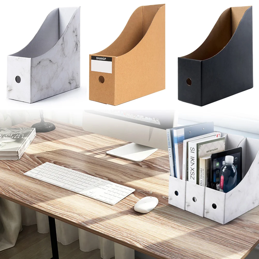 

5PCS/Set Kraft Paper Desk Organiser File Holder Stationery Storage Box Office Foldable Document Simple Magazine School Paperwork
