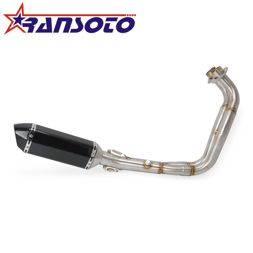 

RANSOTO Motorcycle Exhaust System Slip On Header Pipe Front Pipe For YAMAHA MT07 FZ07 MT-07 FZ-07 2014-2018 FJ07 Tracer 700