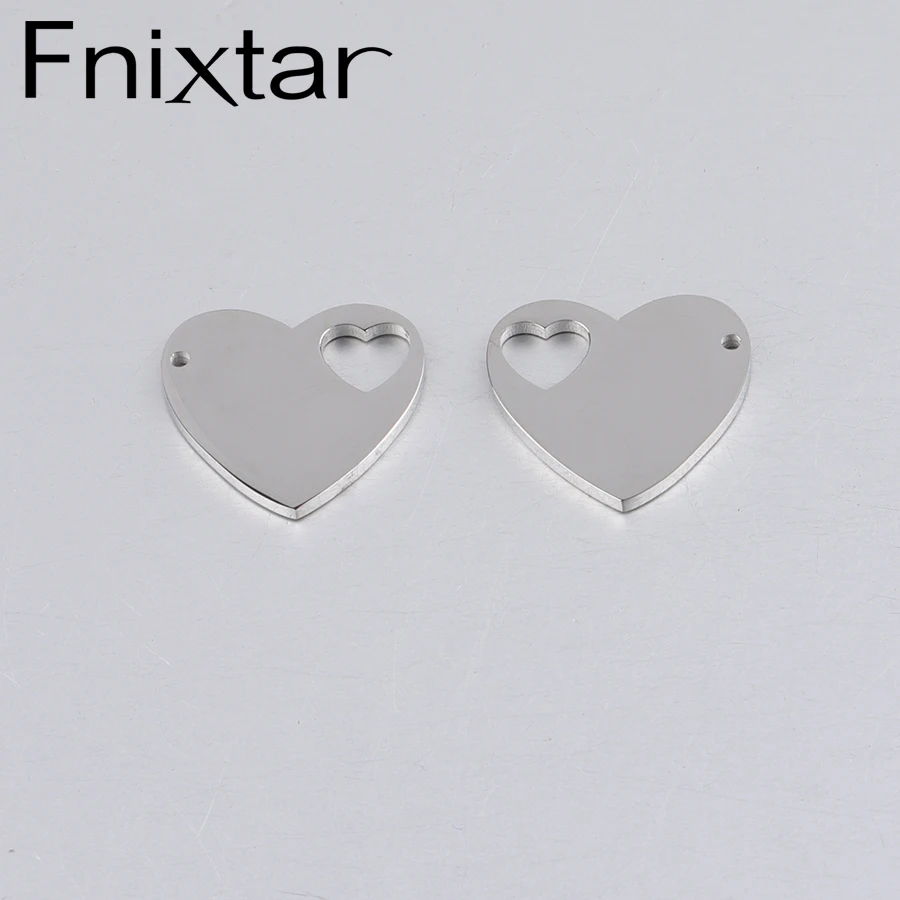 

Fnixtar Mirror Polished Stainless Steel Heart Charm Inner Hollow Love Heart Pendant For DIY Jewelry Making 17*17mm 20Piece/lot