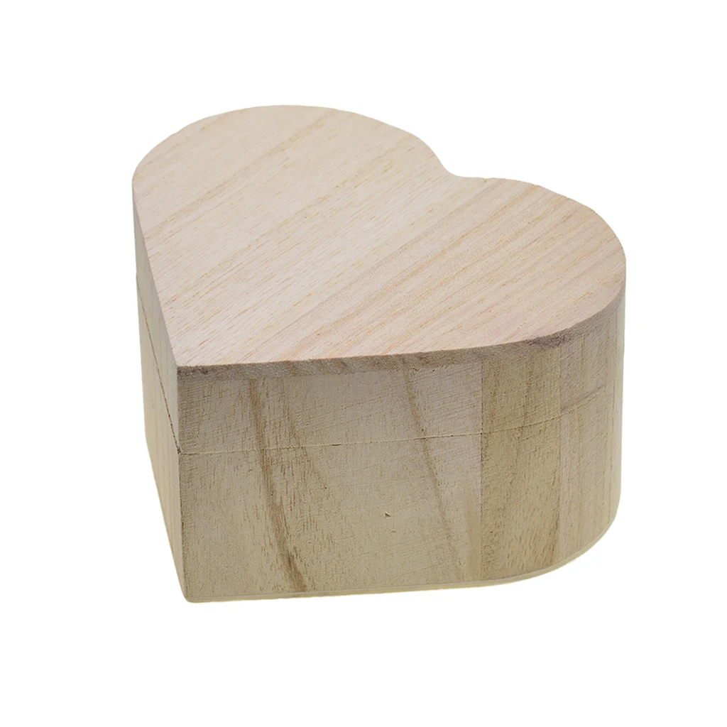 

Closure Heart Shape Craft Storage Boxes with Magnetic Plain Wooden DIY Painting Jewelry Necklace Gift Box Home Organization