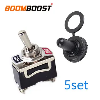 

5Set SPST Screw Terminals Heavy Duty 2Pin 15A 250V ON/OFF Rocker Toggle Switch For Car Yacht Tractor Boat Rubber Waterproof Boot