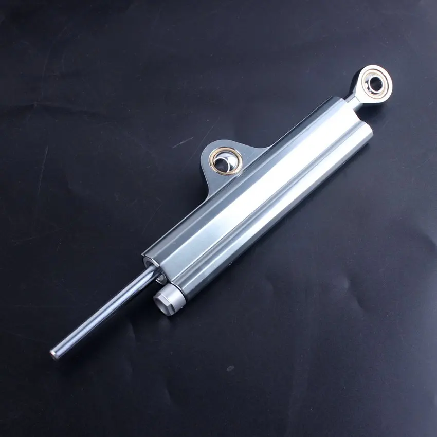 

Adjustable Steering Damper Stabilizer Parts Silver Universal Fit Suzuki Kawasaki Yamaha Honda Aluminum