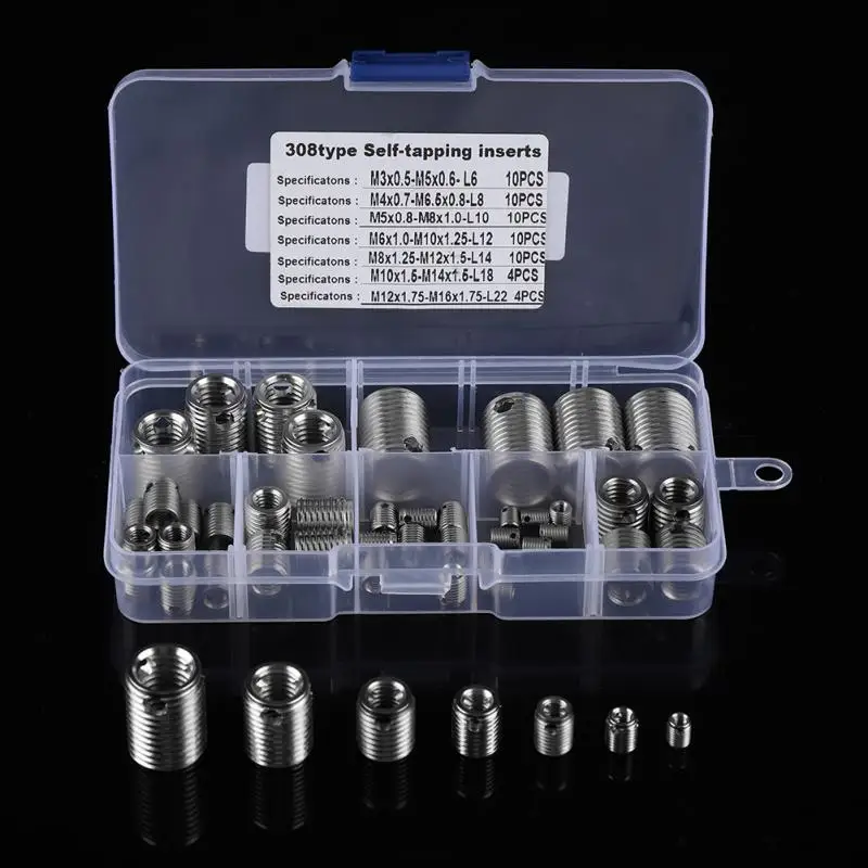 

Self Tapping Thread Insert Stainless Steel Inner Thread Inserts Set Assortment Kit Reinforce Fastener Repair Tool