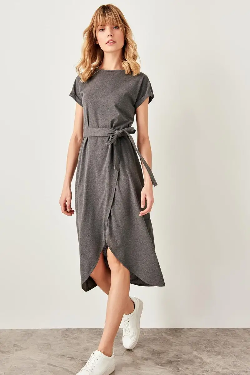 

Trendyol Anthracite Lacing Detaylı Knit Dress TWOSS19VG0159