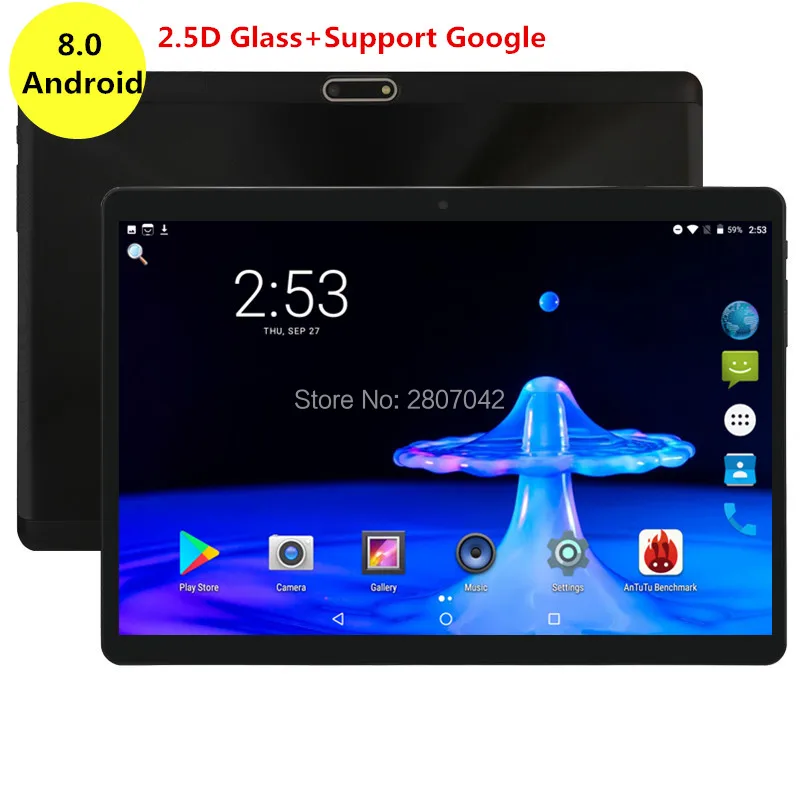 10 inch tablet PC Octa Core 4GB RAM 64GB ROM Dual SIM Card Slots 1280X800 2.5D IPS Screen Android 8