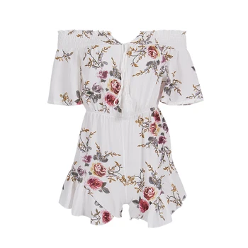 

2019 Beautiful girl women's floral chiffon party casual jumpsuit trousers dress