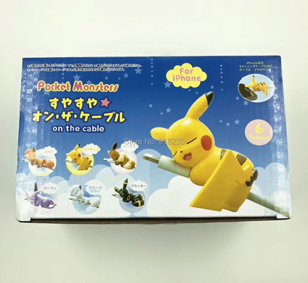 6 шт. Pika Eevee Alola Vulpix Umbreon зеркаon 5 см Фигурки протектор кабеля для Android ПВХ игрушки