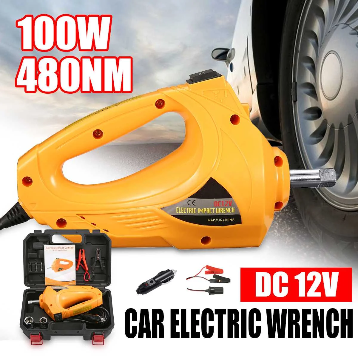 12V 100W Professional Car Electric Wrench 1/2Inch 480Nm Car Repair
