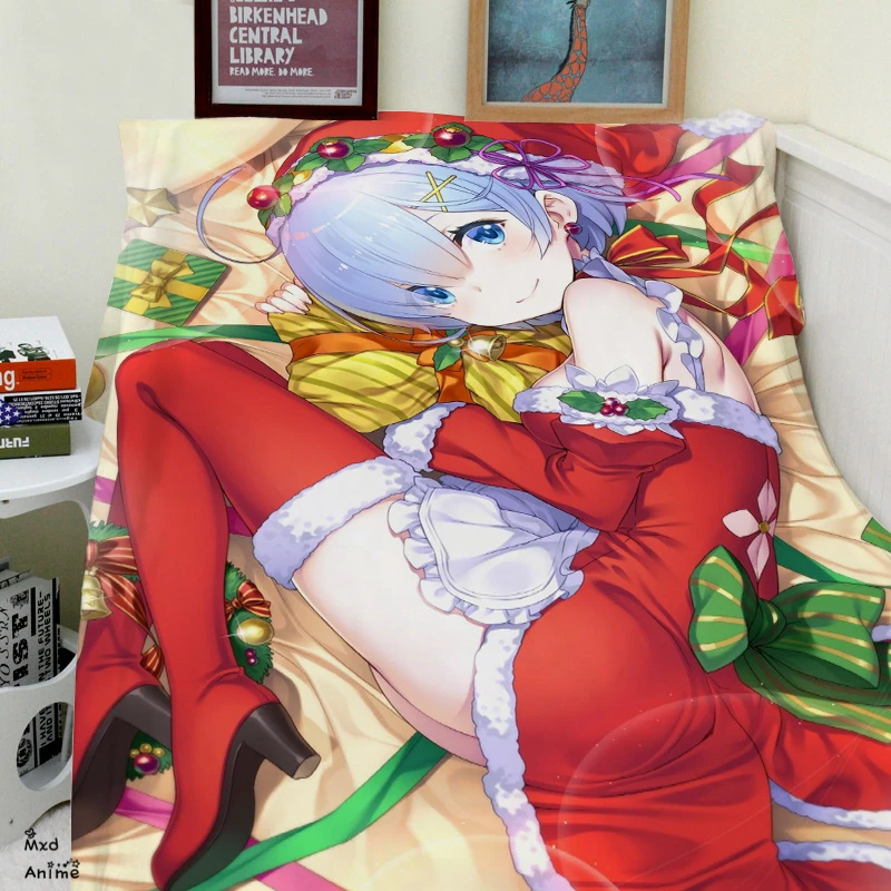 

Hot Japanese Anime Re Zero kara Hajimeru Isekai Seikatsu Rem super soft printing family car and sofa throws office quilts