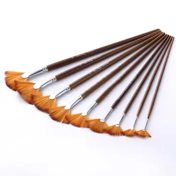 

9pcs/set Watercolor Oil Painting Fishtail Fan Shaped Painting Brush