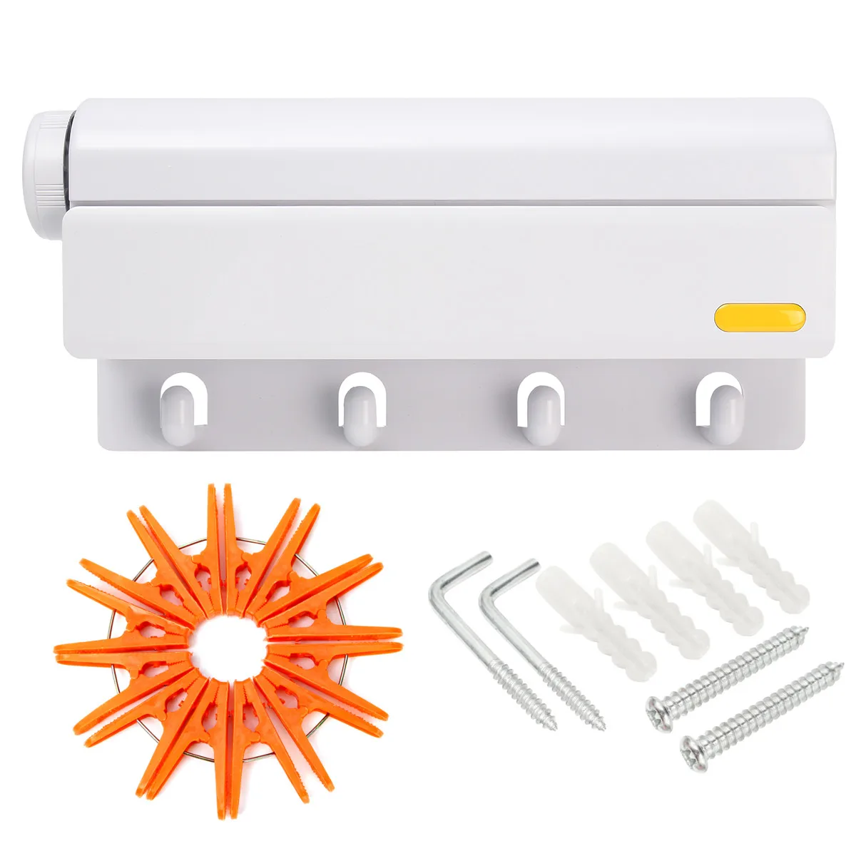 

Clothesline 4-Lines Retractable Clothes Rack Hanging Dryer Indoor Laundry Hooks Holder Hanger Balcony Bathroom Drying Rack