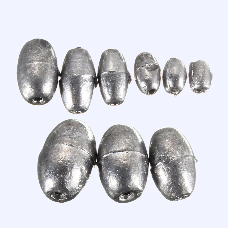 

50PCS Fishing Olive Shape Rig Sinkers Angling Lead Weight Split Shot 0.35-8g