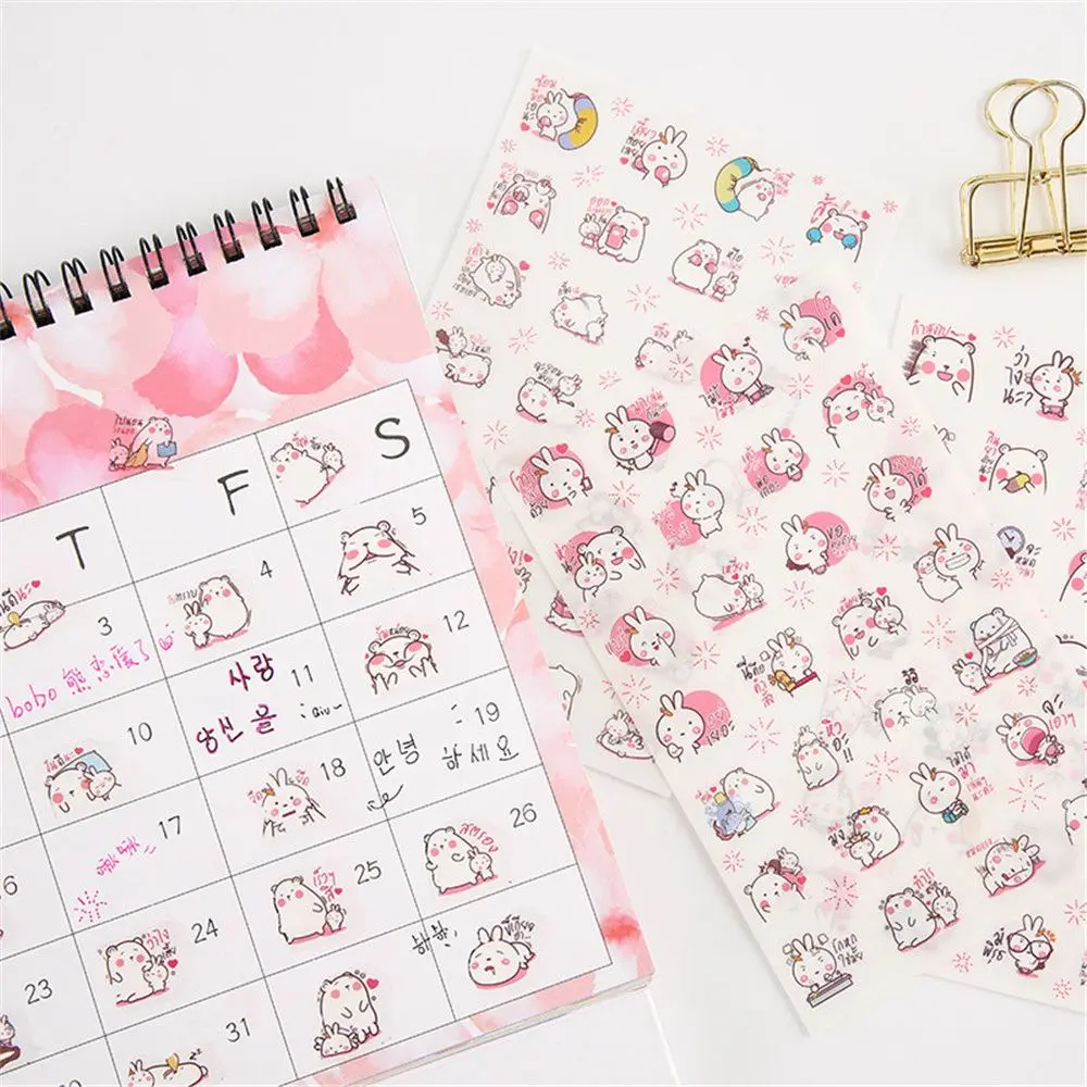 6 шт./компл. наклейки с милым медведем в любви Kawaii Канцтовары DIY Скрапбукинг
