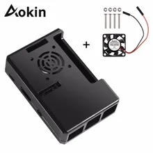 Aokin pour Raspberry Pi 3 B Plus étui 4 couleurs coque de protection ABS étui amovible avec ventilateur de refroidissement pour Raspberry Pi 3 B +/3/2/B +(China)