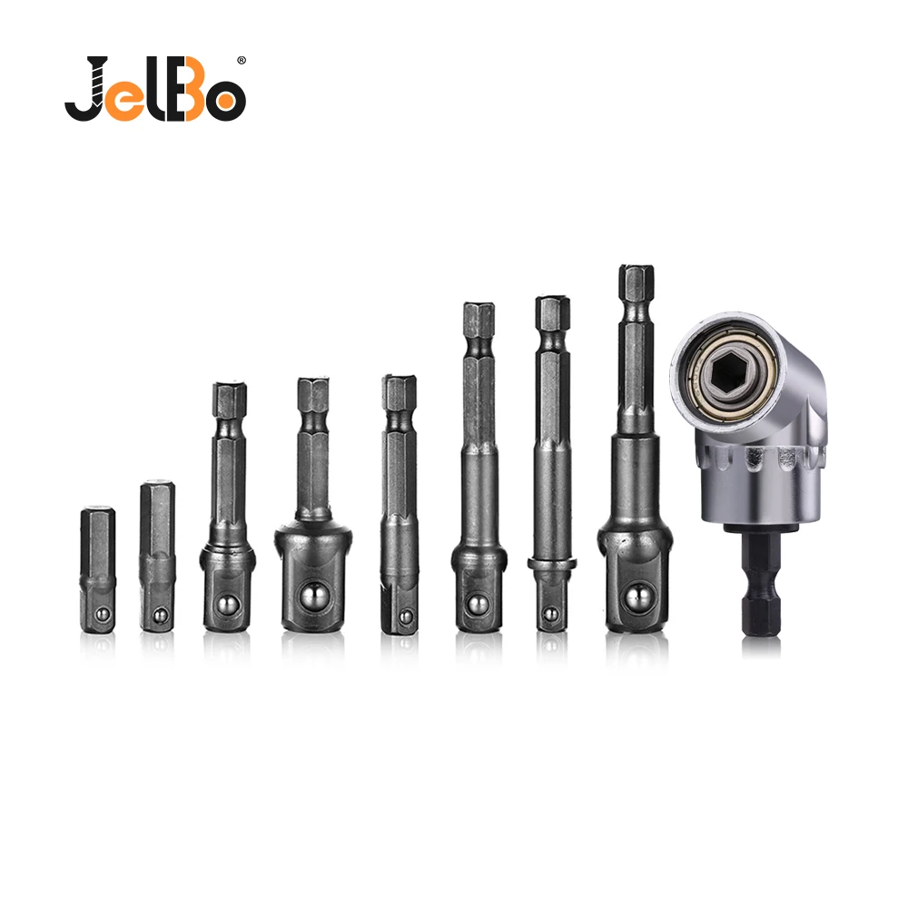 

JelBo 105 Degree Right Angle Screwdriver Drill Bit Adapter Extension Hex Shank Drilling Chrome Vanadium Steel Drill Bits Set