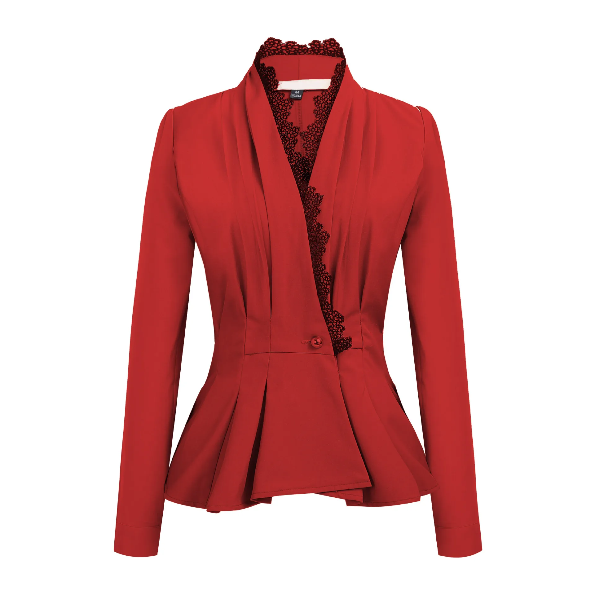 

Fashion Autumn Women Blazers Lace Collar Jackets Work Office Lady Suit Slim Khaki Black One Button Business Female Blazer Coat