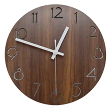 Reloj de pared redondo decorativo de madera estilo rústico tuscano con diseño numérico árabe Vintage de 12 pulgadas