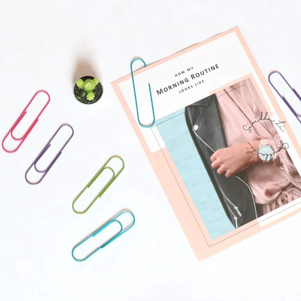 Paper Clips Vinyl Coated 30 Pack 4 Inch Assorted Color Jumbo Paper Clip Holder Multicolored Giant Big Sheet Hold paper clips